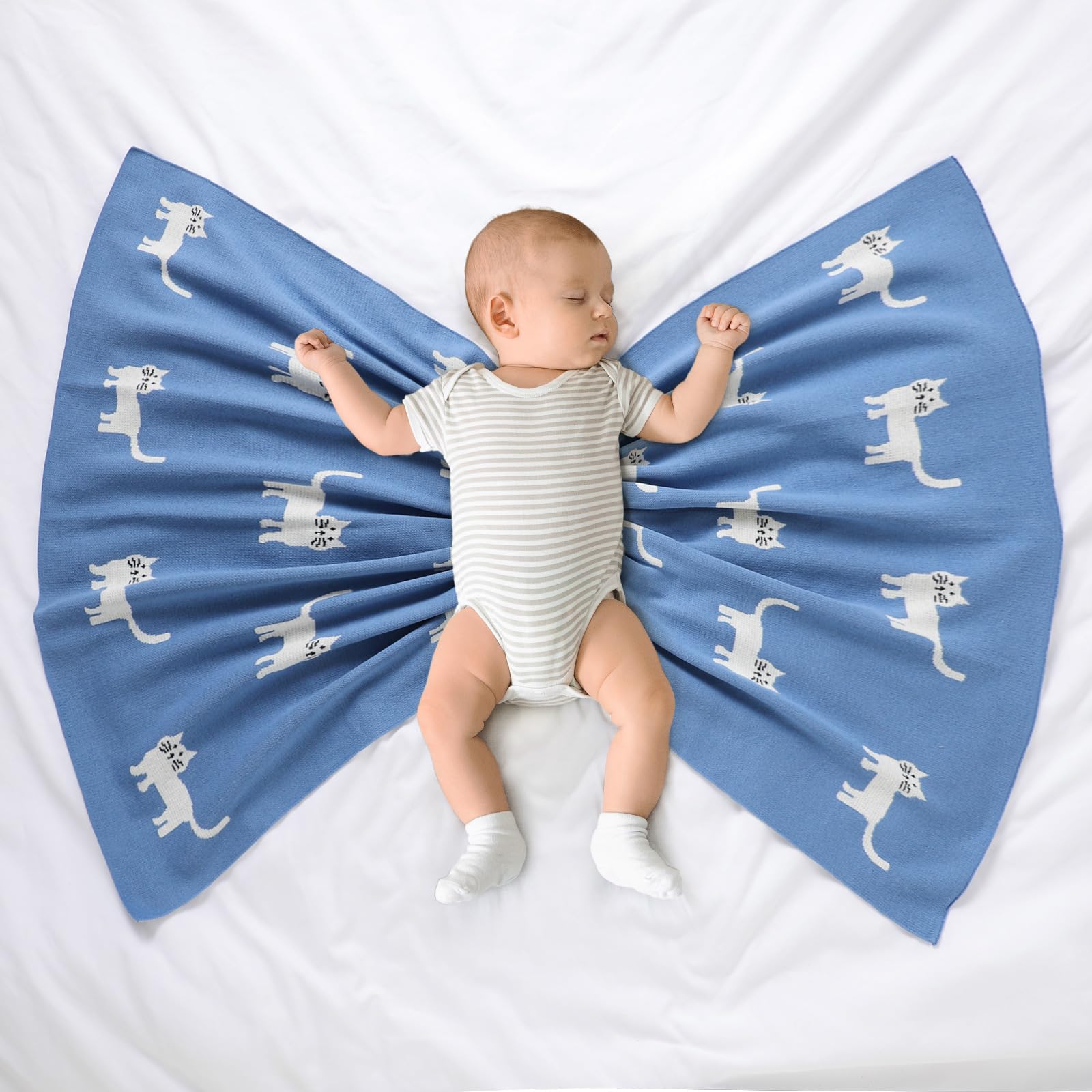 Hadetoto Baby Blanket for Newborn Soft Cozy Knitted Cotton Blankets Baby Essentials Gifts for Newborn Girl Boy 100 x 80cm - Image 3
