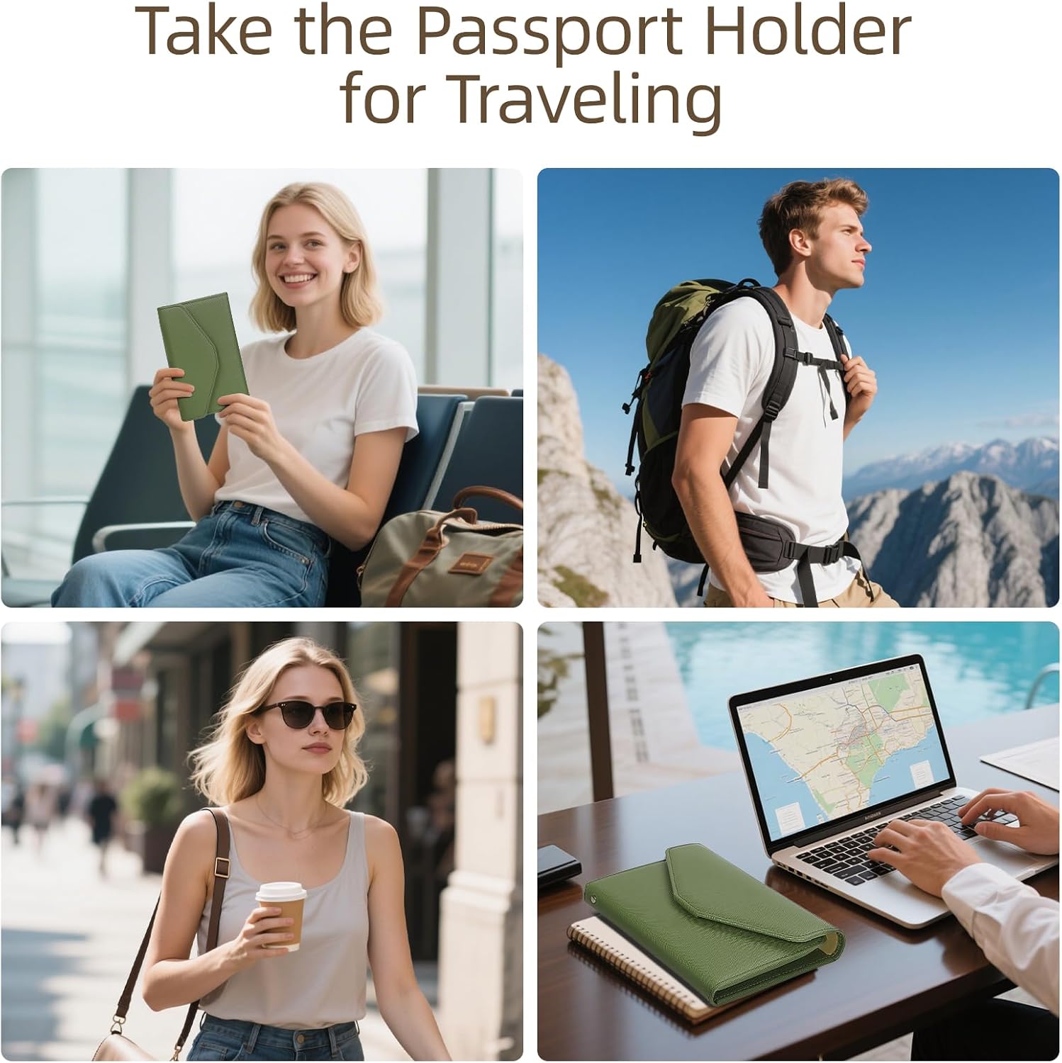 ZOPPEN Passport Holder Travel Wallet Organizer for Women,Army Green