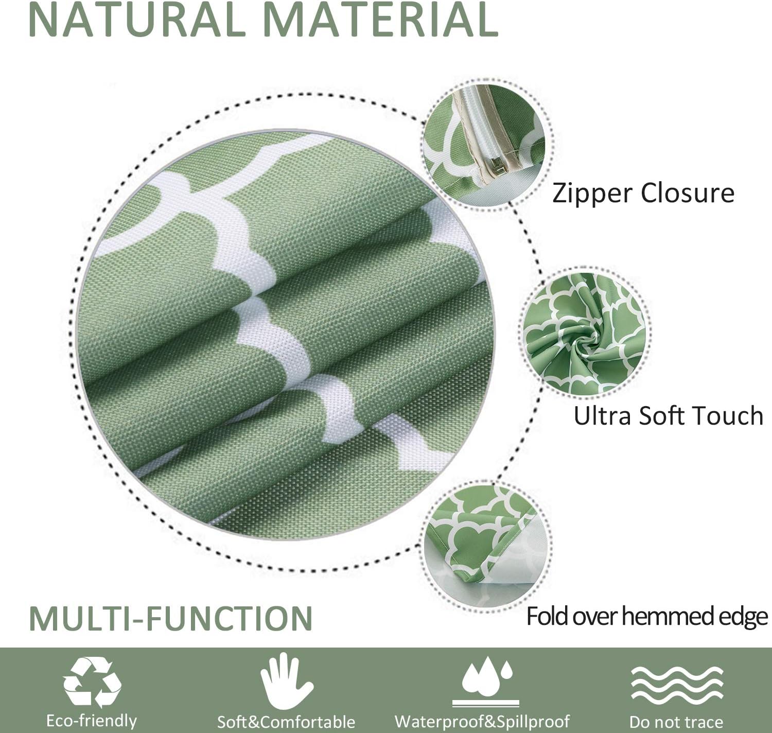 ColorBird Elegant Trellis Outdoor Tablecloth Waterproof Spillproof Polyester Fabric Table Cover with Zipper Umbrella Hole for Patio Garden Tabletop Decor, 60 x 84 Inch, Zippered, Green