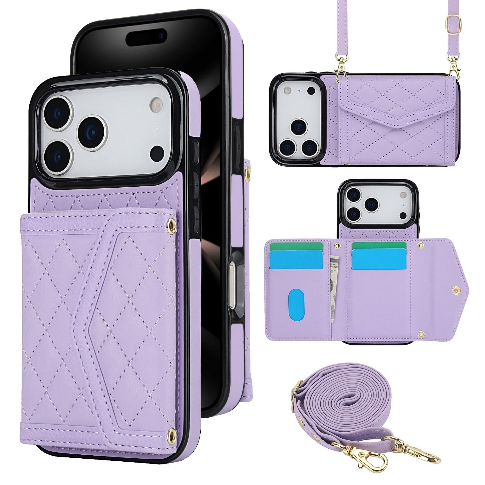 Protégez votre iPhone 17 Pro Max avec cet étui clapet violet à sangle - 8