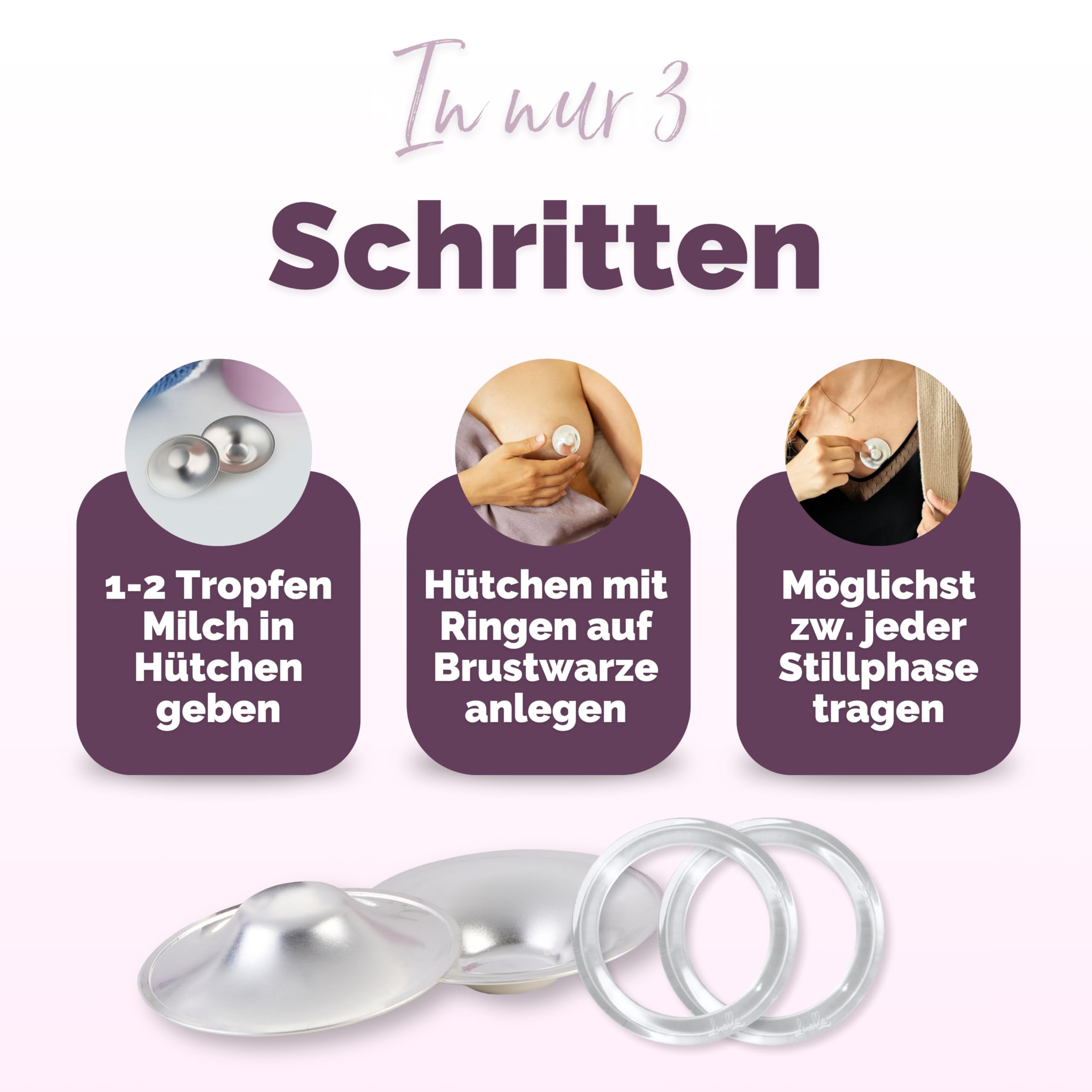 Livella | Silberhütchen aus 999er Silber mit 2x Comfort-Ring | Made in Germany | Hilfe bei gereizten Brustwarzen | Unterstützt feuchte Wundheilung beim Stillen | Wochenbett Stillhütchen (2 Stück)