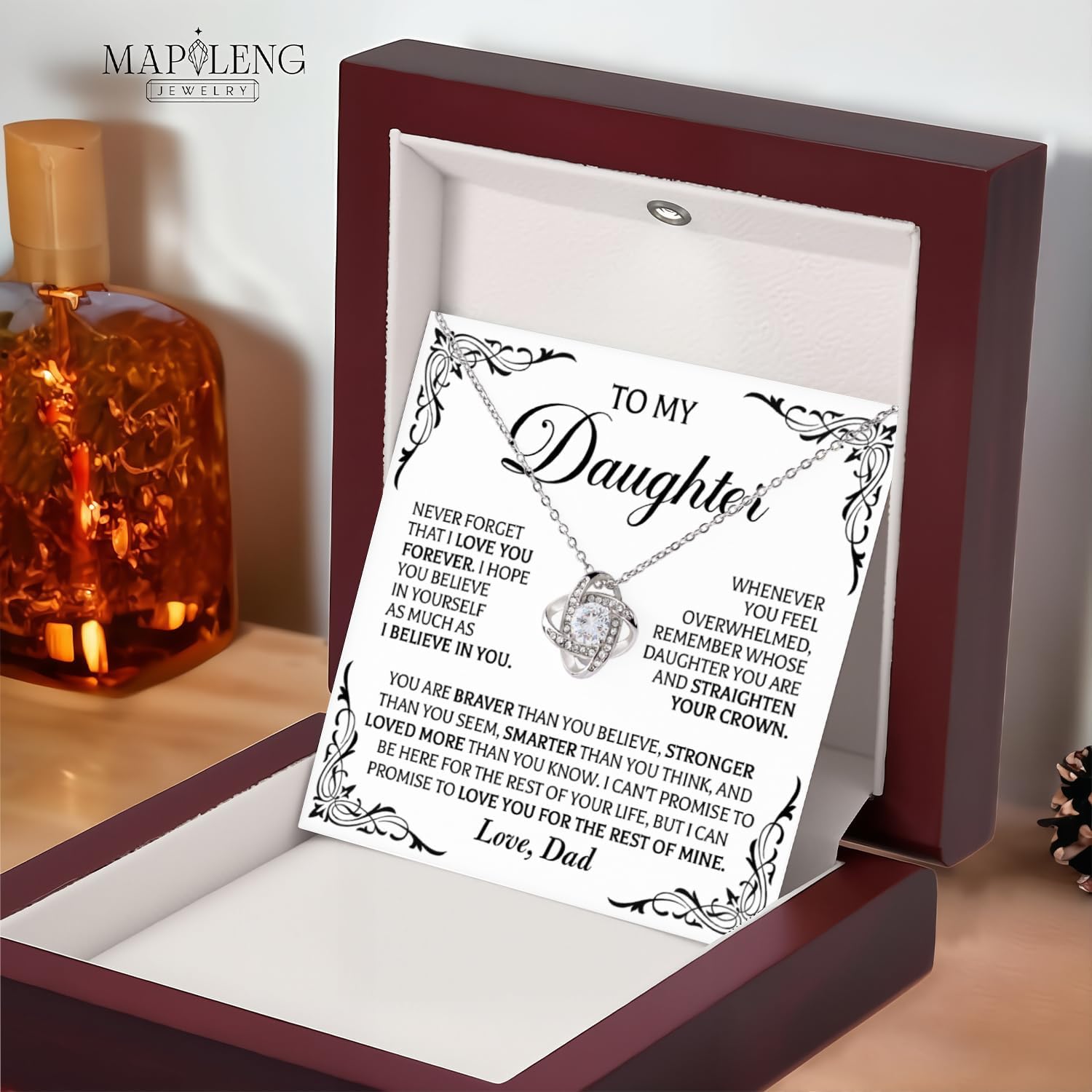 o My Daughter Necklace From Dad With Heartfelt Message & Elegant Box, Valentines Gifts For Daughter From Father, Jewelry Gift From Daddy On Birthday, Graduation & More - Image 3