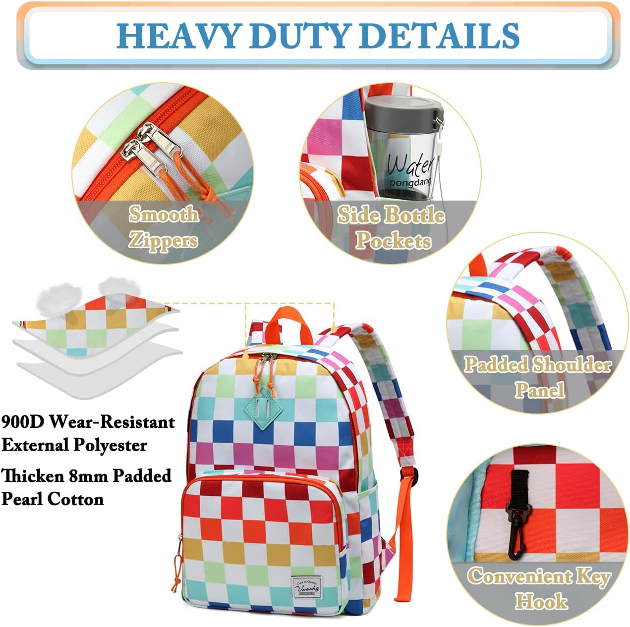 VASCHY School Backpack, Ultra Lightweight Travel Backpack for Women Schoolbag Bookbag for Kids Teen Boys Girls Multicolor - Image 5