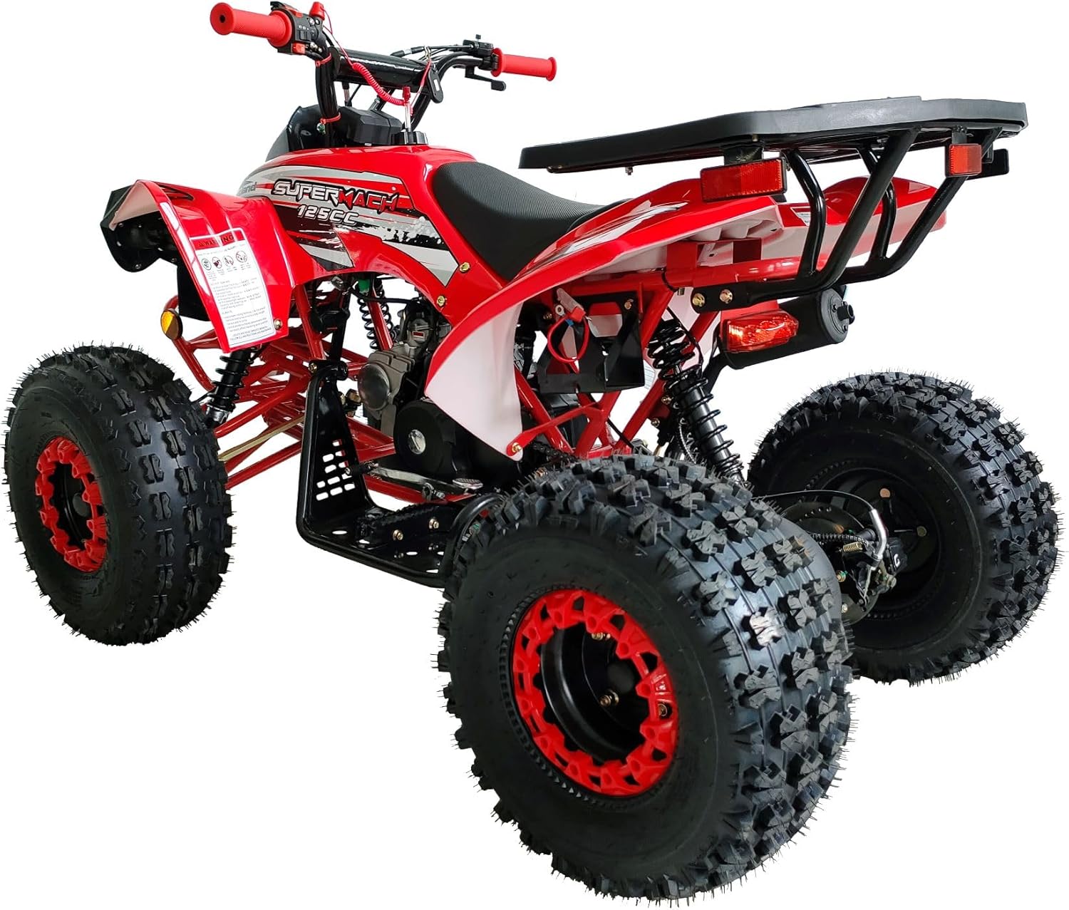 HHH Upgraded 125cc ATV Sports ATV Quad Youth Utility Style 125cc ATV Fully Automatic with Reverse Gas ATV 4 Wheeler Outlander ATV Quads Big 19/18 inches Tires (Red)