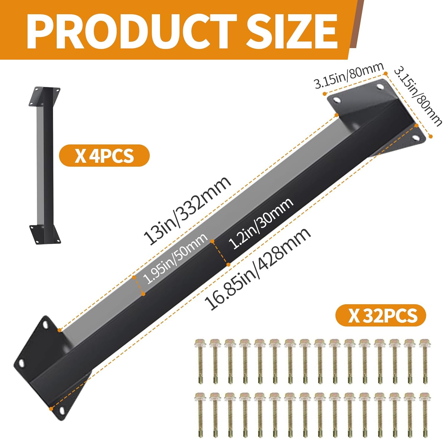 PakaLife Pergola Brackets for Brace,Outdoor Pergola Kit for patios,Canopies, gazebos ,pergolas&Tree House,Corner Bracket with Angle Iron for Wood Gazebo,Angle Support Bracket for Patio Deals(4Pcs)