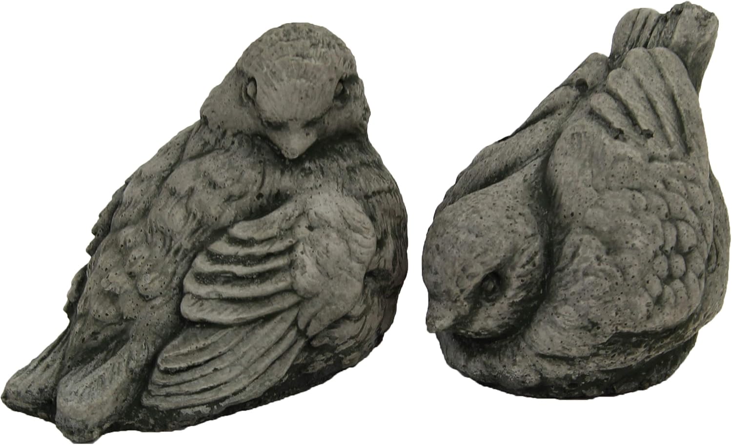 European Robin Birds Pair Concrete Statues Cement Figurines Cast Stone Yard Art