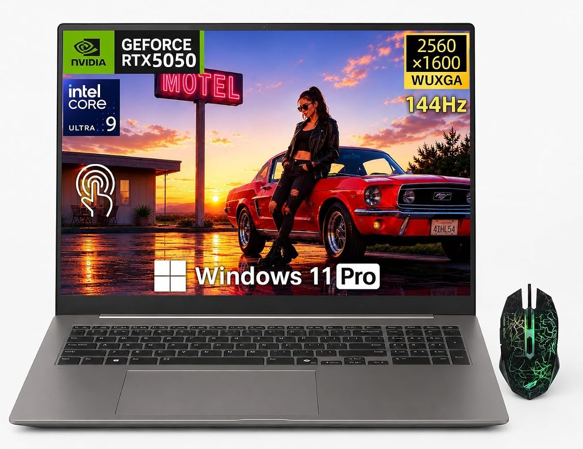 LG gram Pro Max Gaming Laptop, Core Ultra 9 386H, RTX 5050, 32GB, 1TB SSD | 17" WQXGA 144Hz IPS Touchscreen, 400 Nits, 16-Core, Wi-Fi 7, Backlit KB, Up to 32.5Hr Playback, Win 11 Pro, Seibosfy Mouse