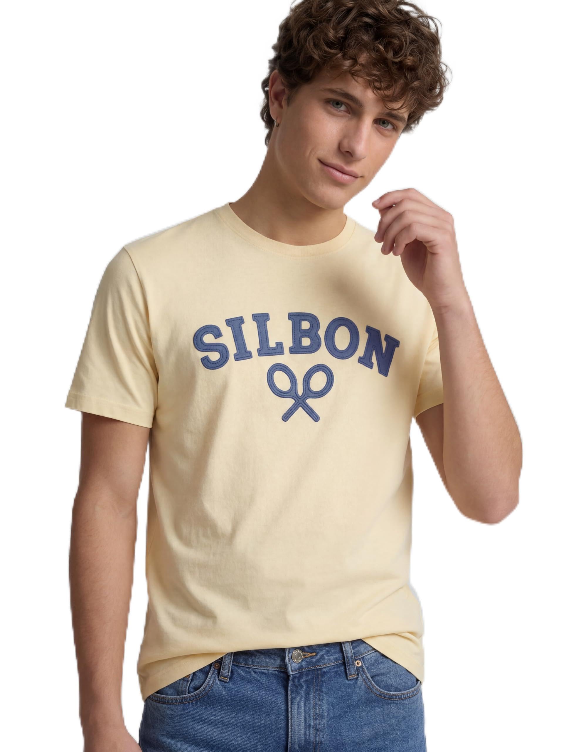SILBON Racket T-Shirt Half Yellow T-Shirt Men (Pack of 1), Aqua Blue, L/3XL