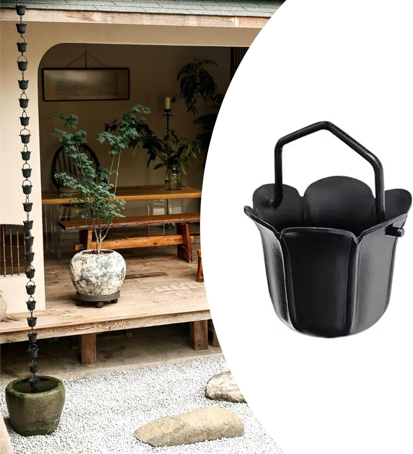 Rain Chain Petal Rain Gutter Chain, Garden Decorative Collector Chain, Adjustable Length Roof Rain Gutter Chain(240cm/8ft)