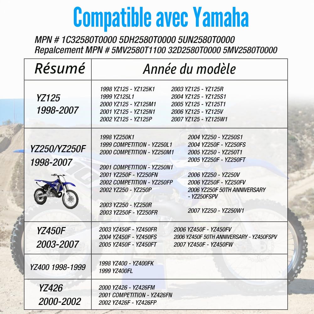 Étrier de Frein Avant pour Yamaha YZ125 YZ250 YZ400 YZ426 YZ450 1998-2007 WR250 WR400 WR426 WR450 avec Plaquettes de Frein