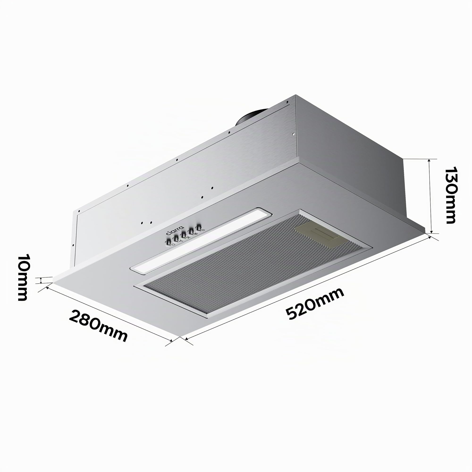 CIARRA Cappa aspirante da incasso Modulo ventilatore 52 cm Scarico aria Cappa da incasso Cappa aspirante 300 m³/h Aspiratore efficiente Cappa di scarico Filtro ai carboni attivi compatibile CBCF005
