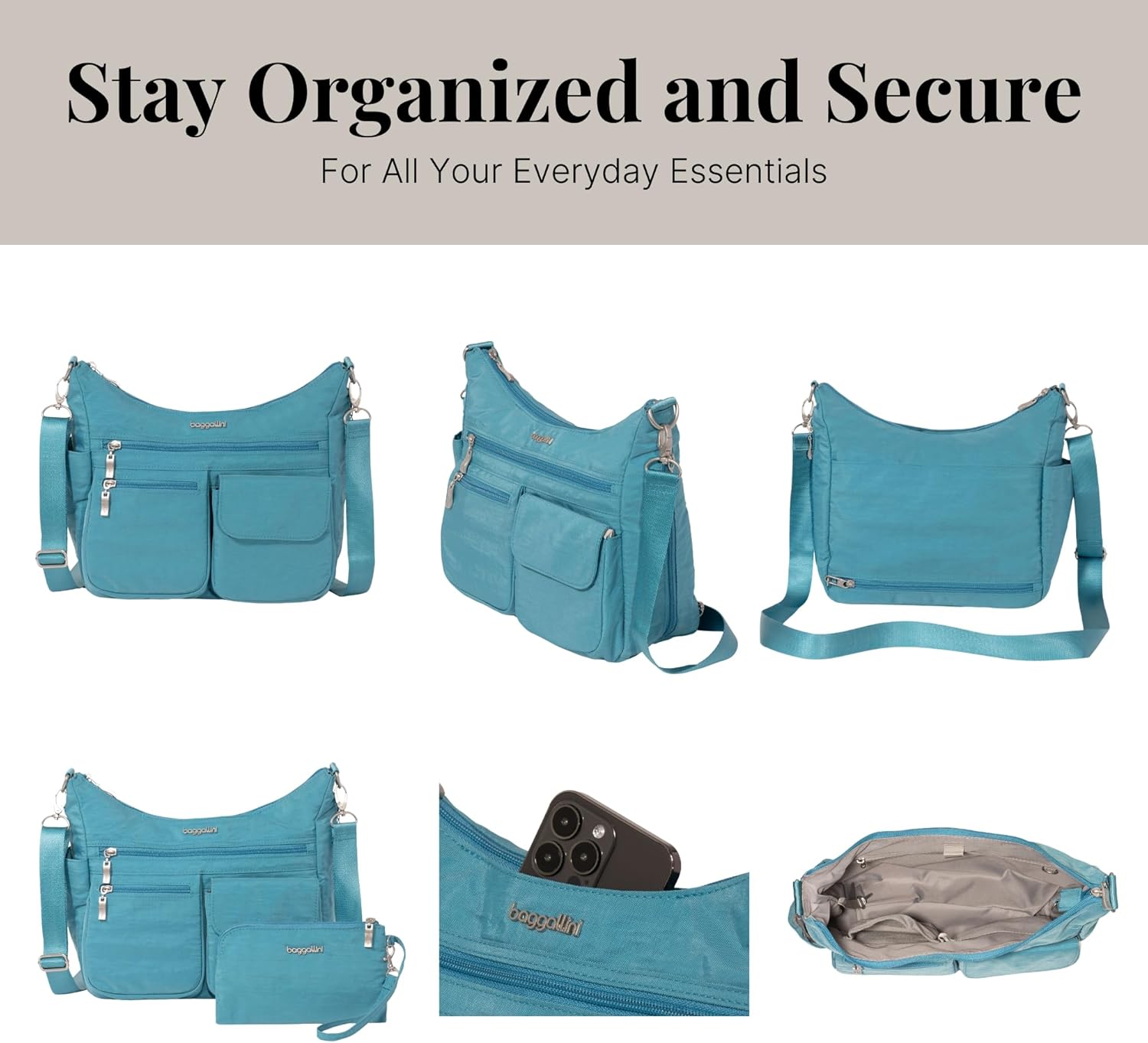 Baggallini Modern Everywhere Crossbody Bag for Women 11x9x4.5 Rfid Hobo Bag - Image 5