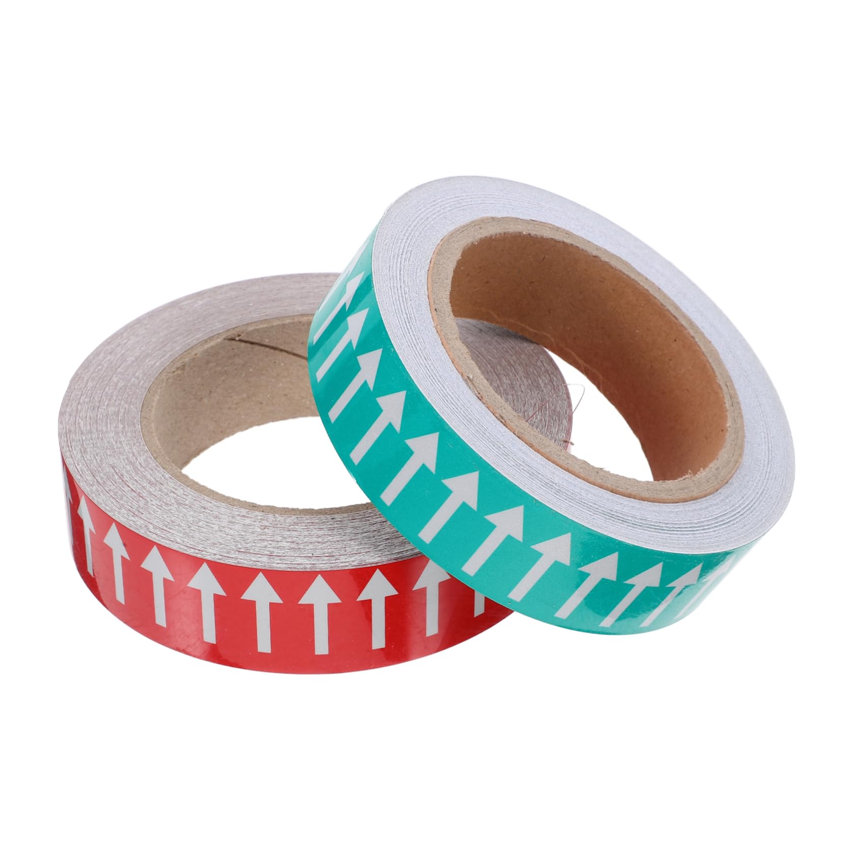 SOLUSTRE Cinta Adhesiva Reflectante Para Tuberías 30mm x 20m, Pegatinas De Flechas Autoadhesivas Rojo y Verde, 2 Rollos Para Señalización Direccional y Seguridad Uso Industrial