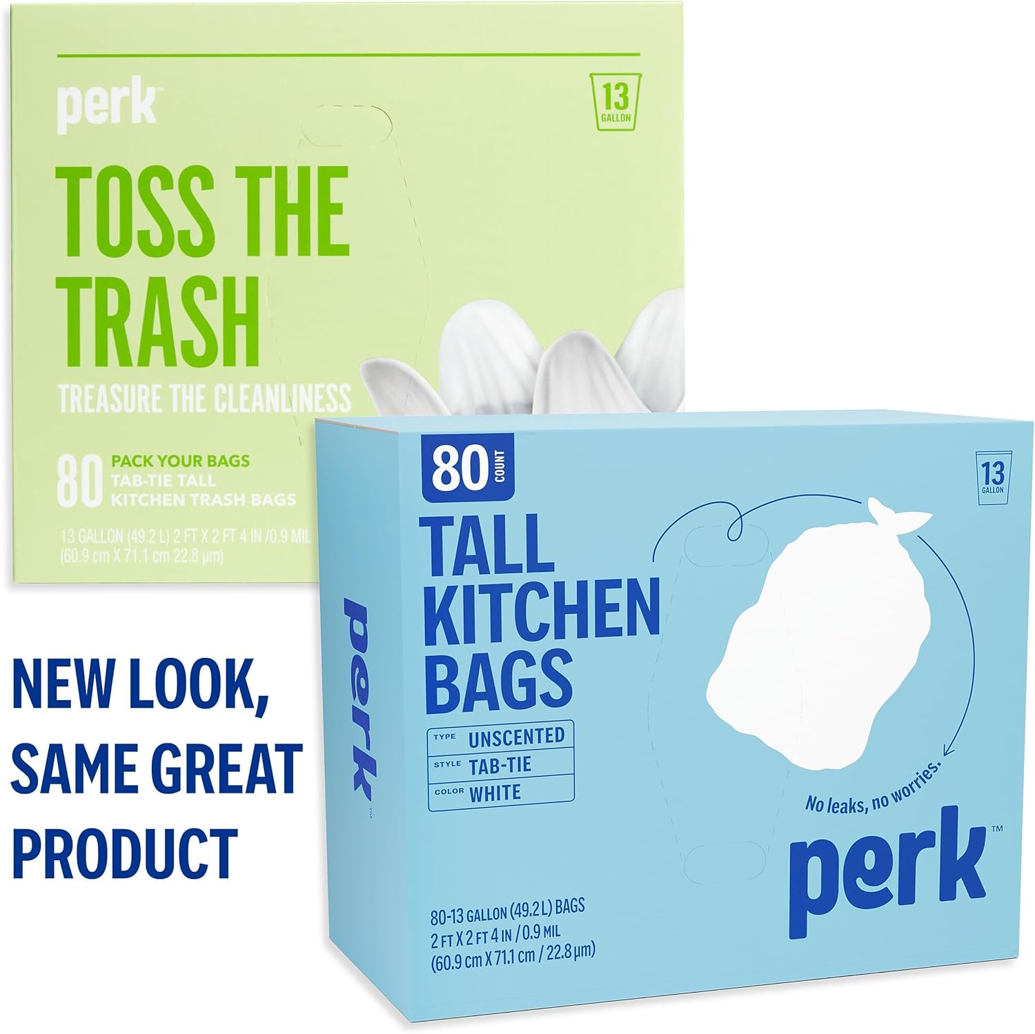 PERK 13 Gallon Kitchen Trash Bag, Low Density 0.9 Mil