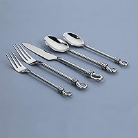 Vista 3 de Gourmet Settings - 20-Piece Silverware Set -TWIST Collection - Polished Stainless Steel Flatware Sets - Service for 4 - Kitchen Cutlery Utensils