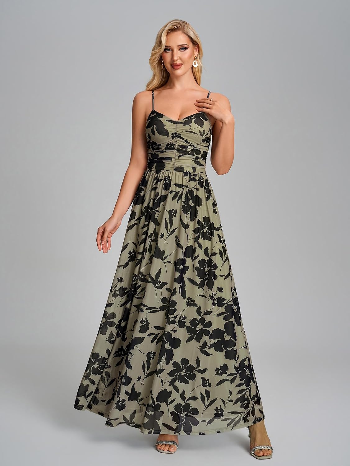 EYNMIN Floral Maxi Dress Spaghetti Strap Flowy A Line 2026 Spring Summer Wedding Guest Dresses for Women Long Sundress