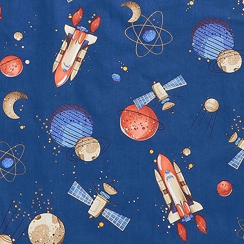 Brandream Space Ship - Juego de sábanas para cuna, 100% algodón, estampado de galaxia, cohete espacial y galaxia, para bebés, niños y niñas,