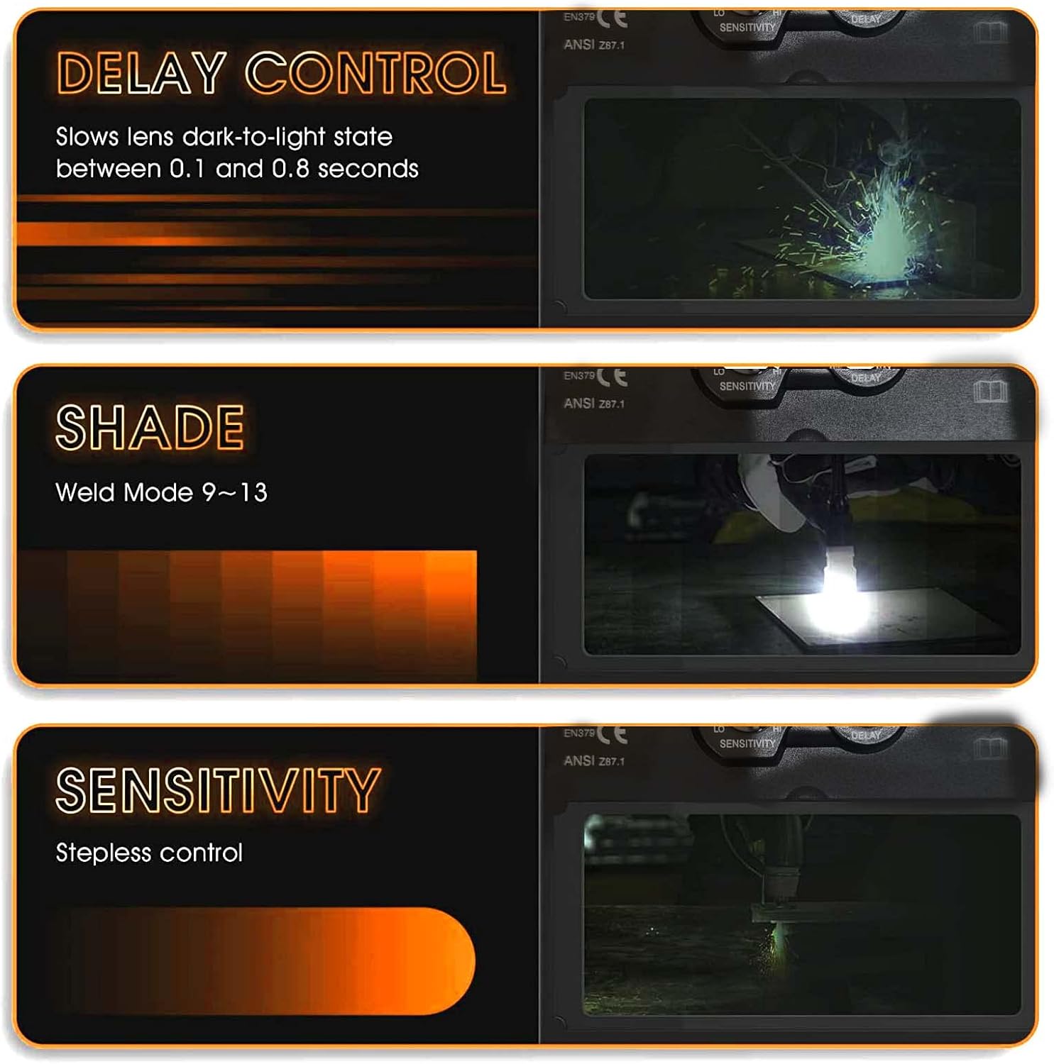 Adjustable Settings of the HZXVOGEN Welding Helmet