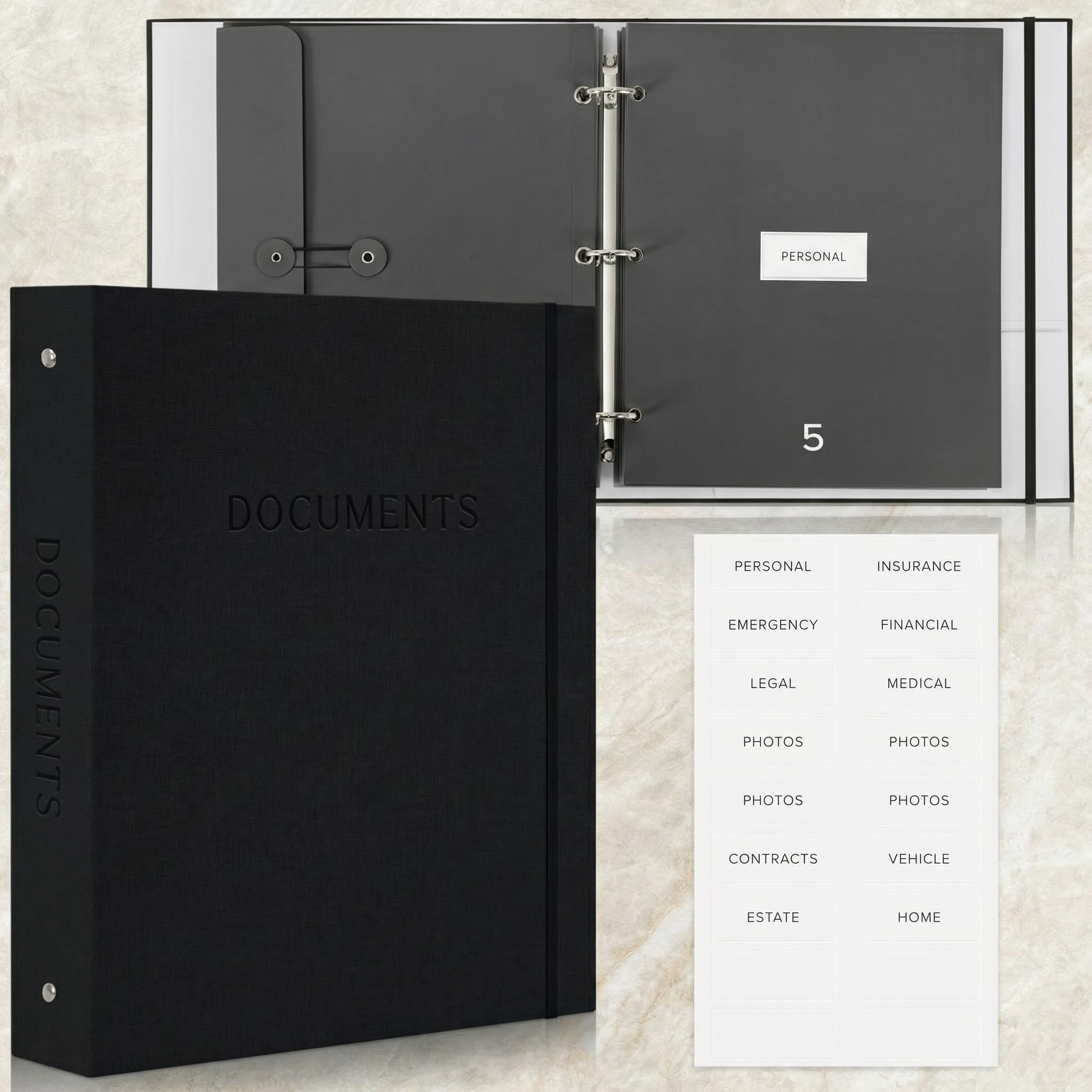 Organizer estetico per documenti, copertina in lino, raccoglitore di emergenza per la vita e la famiglia, perfetto per documenti importanti, certificati di nascita, passaporti, carte di previdenza