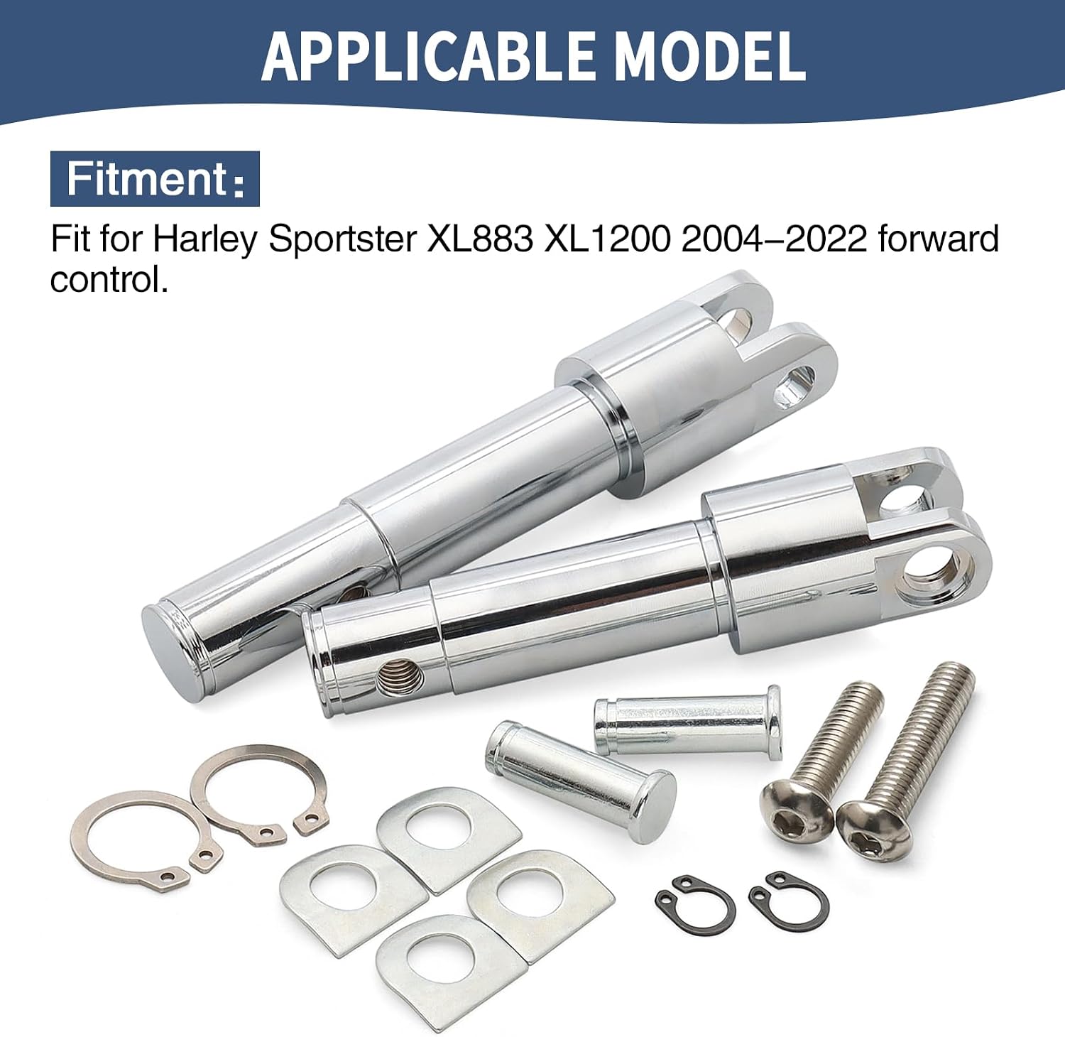 Forward Control Foot Peg Mounts Clamps Supports Clevis Kit Fit For Harley 2004-2022 Sportster Iron 883 1200 Forty Eight Seventy Two XL883 XL1200 (Chrome)