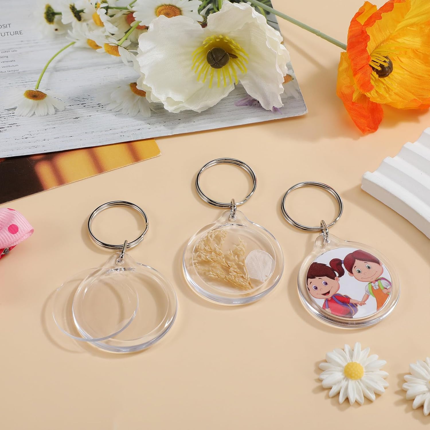 Photo Keychain Acrylic Blank 100pcs Clear Picture Frame Holder image 5
