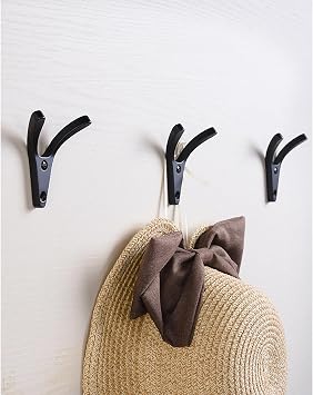 Coat Rack Hook 5 Pack Home Storage Wall Mount Hooks Metal Hooks Heavy Duty Coat Hooks Entryway Coat Hooks Towel Hooks (Black) Coat Hooks