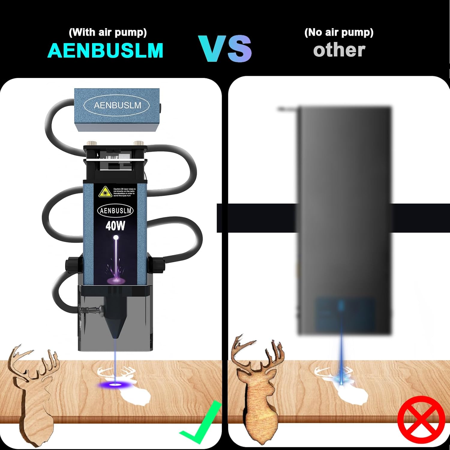 AENBUSLM 40W Laser Module with Air Assit for Laser Cutter & Laser Engraver Machine,5.5W Output Power,Built in FAC,Ultra-Fine Compressed Spot CNC Carving DIY Laser Master - Class 4