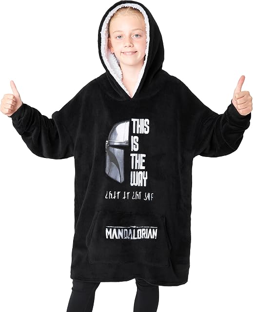 Disney The Mandalorian Boys Oversized Blanket Hoodie, Baby Yoda Fleece Wearable Blanket