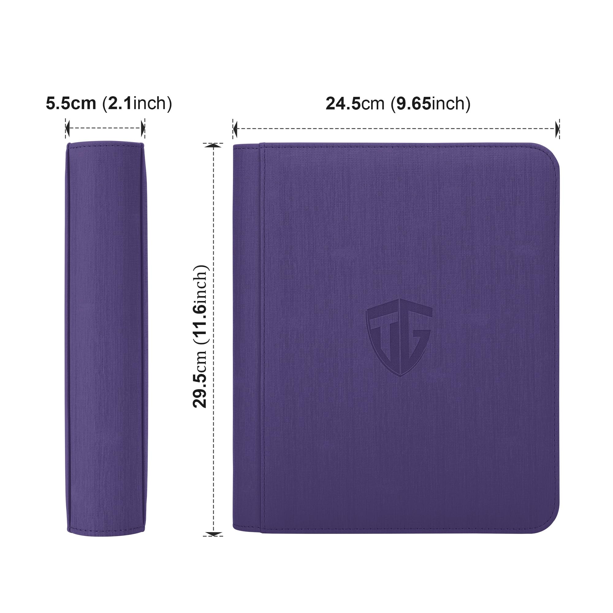 TCGUARD Toploader - Album di carte da collezione per 112 Toploader, 4 scomparti con tasche per carte Rigid Toploader da 7,6 x 10 cm, per TCG, carte MTG (viola)