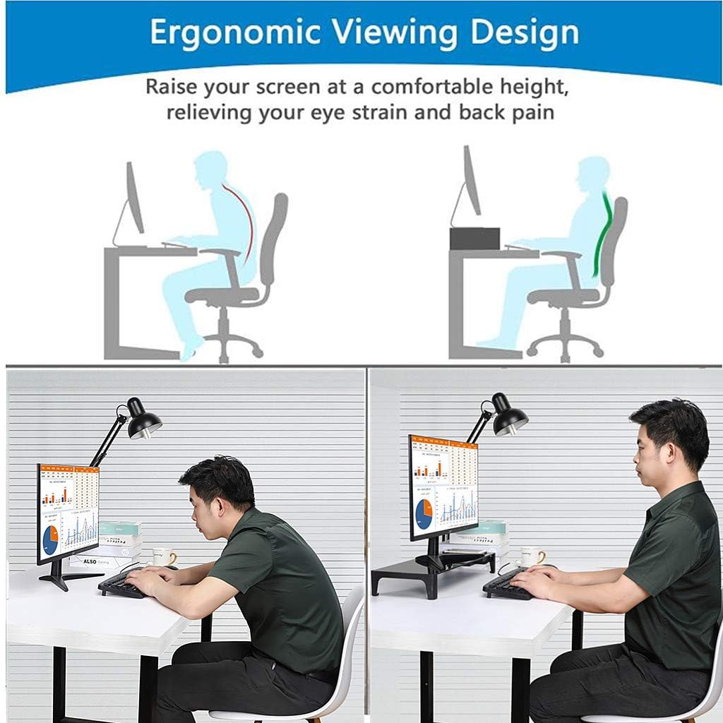 New Product Iocean Monitor Riser, Tempered Glass Desk Computer Stand with 4 USB 3.0 Hub Fast Charging Ports and Wireless Bluetooth Speaker,Keyboard and Mouse Storage Desk Organizer for Laptop,Computer