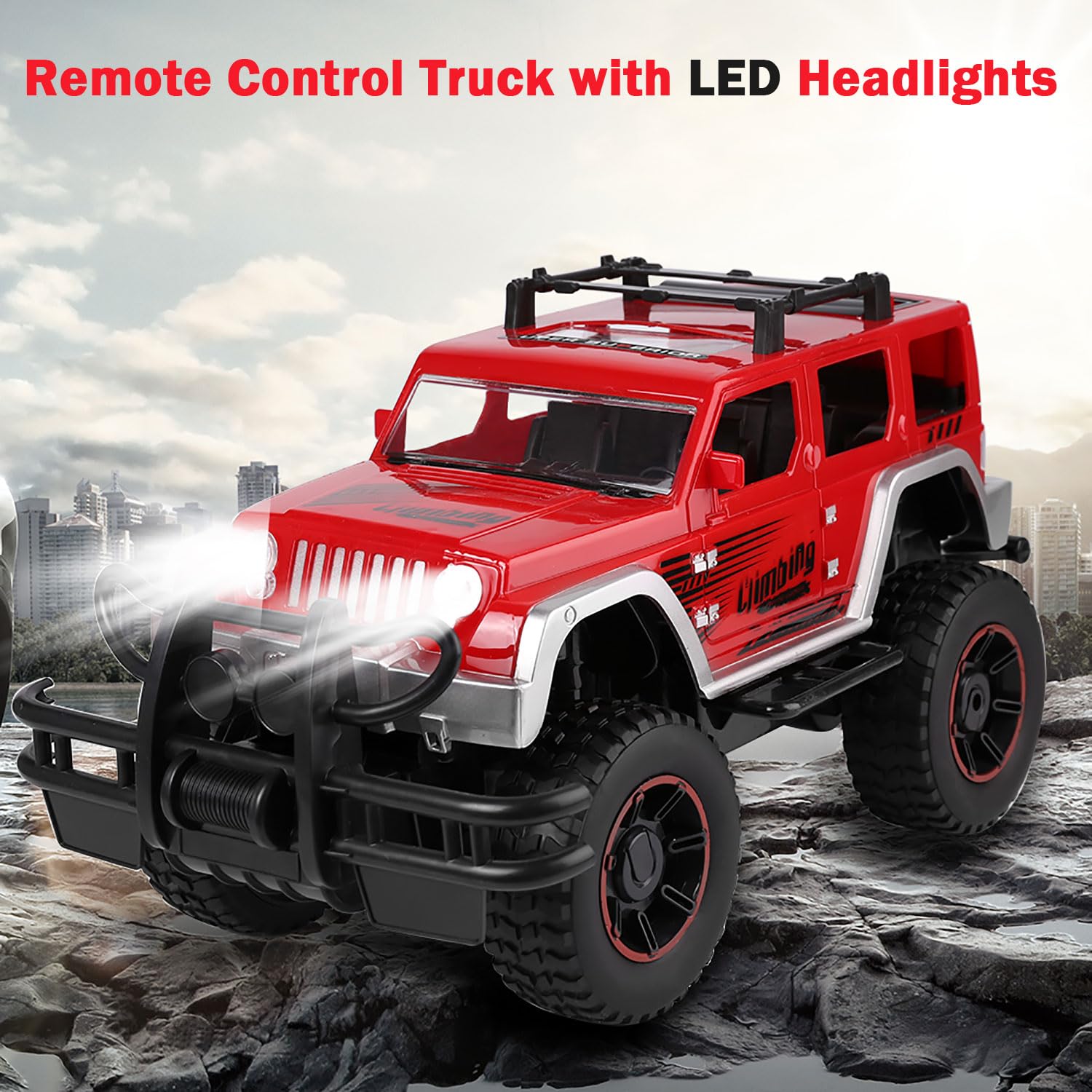 1/12 RC Crawler Truck Off Road High Speed Remote Control Truck with LED Lights 2.4Ghz RC Monster Truck All Terrain Car for Kids