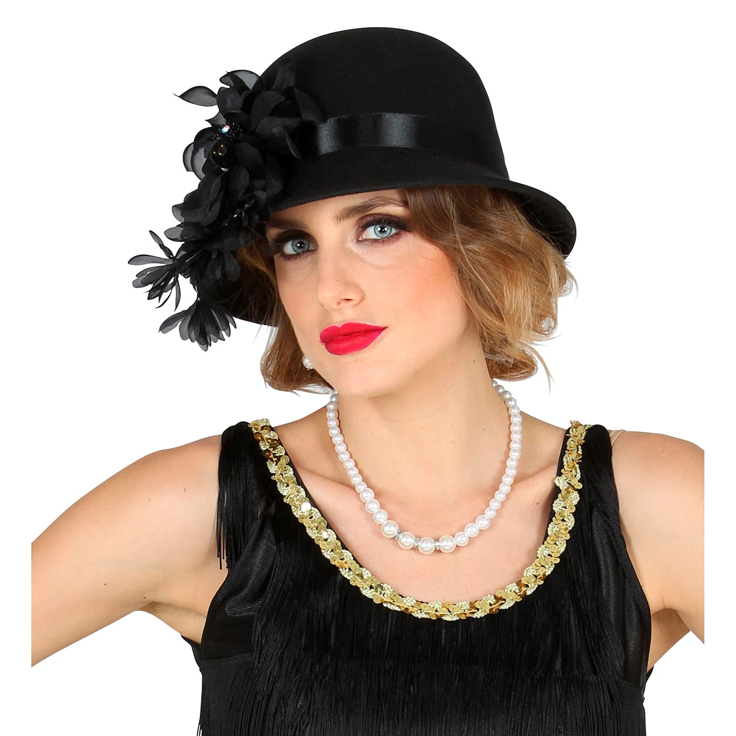 Widmann 68561 - Wild 20s Hat Wool Look Charleston Headpiece Theme Party Carnival, Multicoloured - Image 4