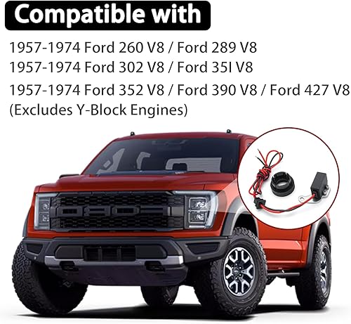 Miniatura 3 de Kit de conversión de encendido 1281 compatible con Ford 1957-1974 de 8 cilindros, kit de encendido de repuesto para Pertronix