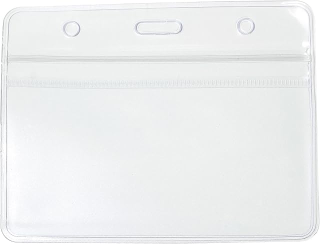 CKB LTD Horizontal Clear ID Badge Card Plastic Pocket Wallet Holders Clear Transparent Waterproof Landscape Name Tag Security Pass Event Pouches with Grip Seal 10 x 8cm - Holds 9 x 6.8cm (Pack of 10)