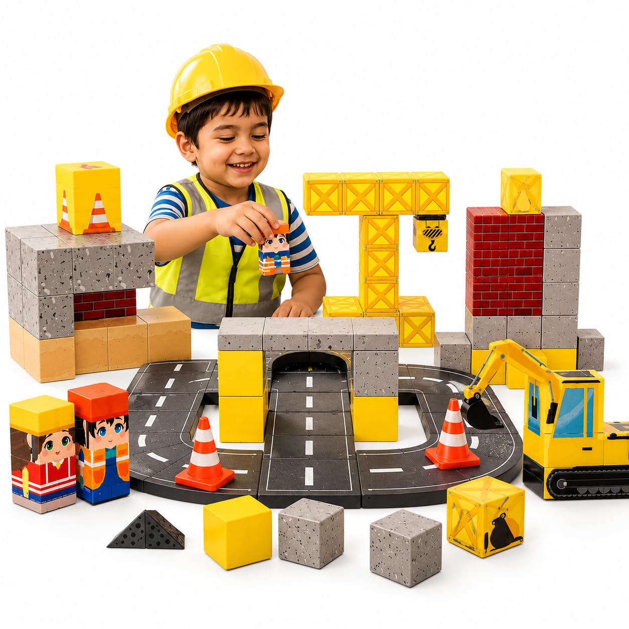 48/32 PCS Magnetic Building Blocks for Kids | STEM Magnetic Tiles Construction Toy | Creative Learning Set for Boys & Girls Age 3+ | Screen Free Indoor Outdoor Play | Best Birthday Gift (32)-image-40