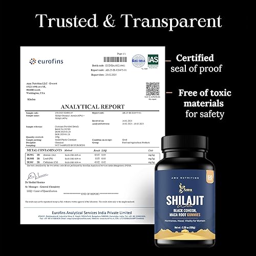 Miniatura 3 de AMU NUTRITION Shilajit - Gomitas para hombres y mujeres con raíz de maca y cohosh negro (60 unidades (paquete de 1), raíz de maca y cohosh negro