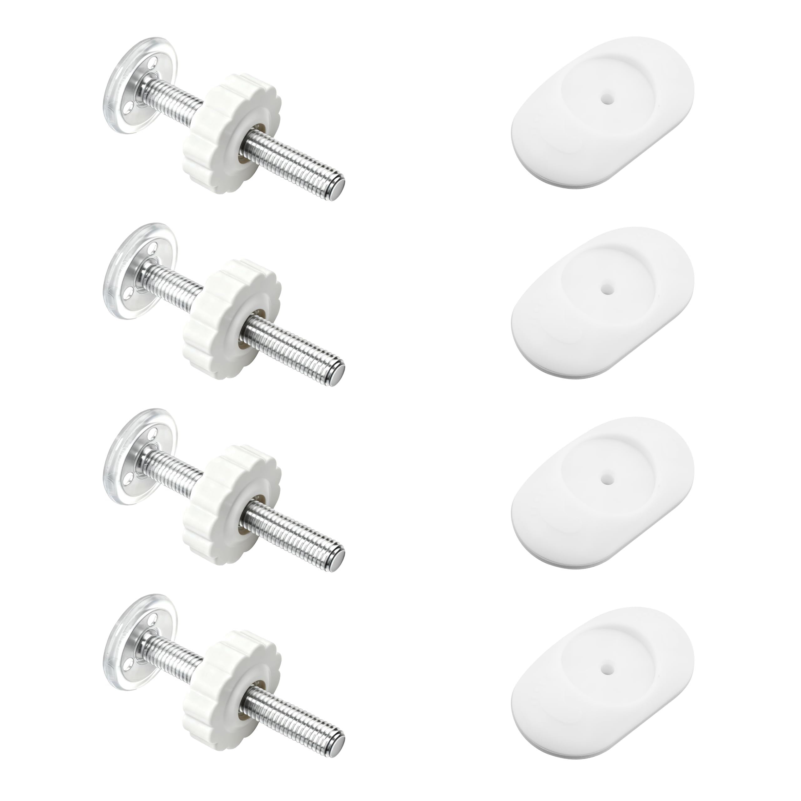 4 Set Druckschrauben für Treppenschutzgitter Zubehör:4 Sicherheits Wandschutz für Türschutzgitter Ersatzteile&4 STK M10 Gewindespindelstangen Klemmschrauben für Kindergitter (Weiß)