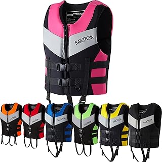 Life Jacket for Adults, Adjustable Safety Breathable Life Jackets Paddle Board Buoyancy Aid Swimming Vest Neoprene Men Wom...