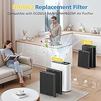 Vista 2 de 2 Pack HAP602 Replacement Filter Compatible with ECOSELF HAP602 / HAP602WF Air Purifier, Air Purifiers Replacement Filter for Home Large Room, #