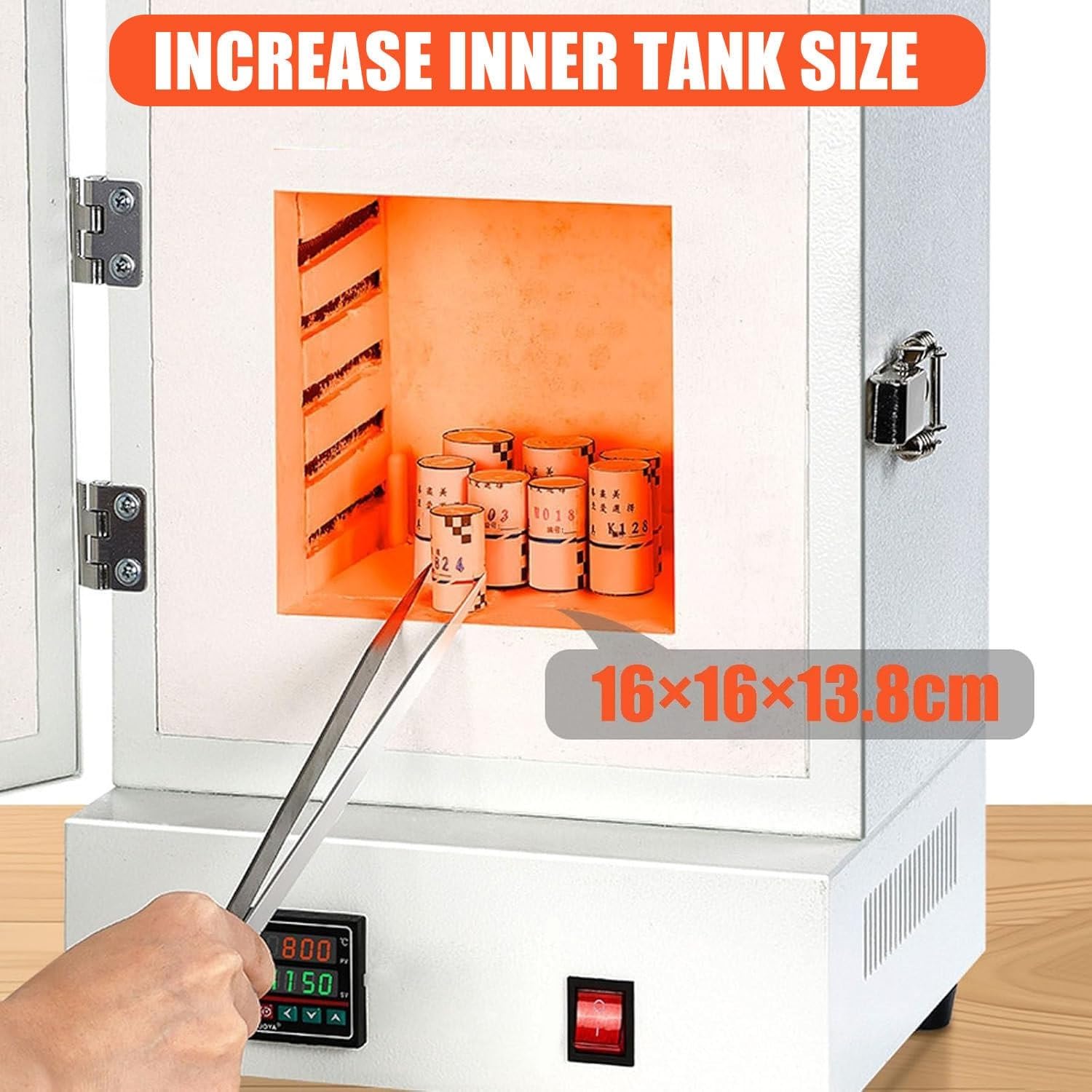 Horno eléctrico de 2000 W para cerámica, horno de fusión de alta temperatura de 1150 ℃ para arcilla, cerámica, fundición de joyas y cera, horno de horno casero