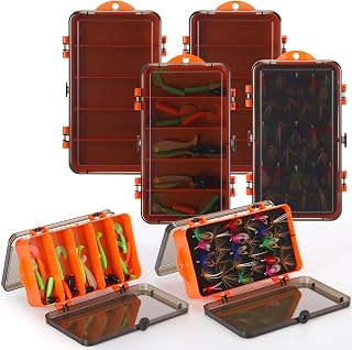 Soulchen 4 Pack Fly Fishing Boxes Fishing Lure Boxes Double Sided Waterproof Tackle Containers Plastic Bait Storage Lure Containers Portable Pocket Storage 7.09 x 3.94 x 1.85 Inch