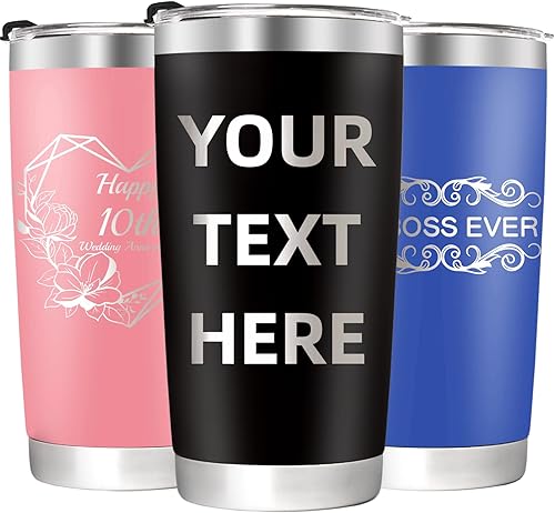 Vaso personalizado con texto 9 diseños, 10 colores, vaso de viaje aislado al vacío con tapa y pajilla, regalo de agradecimiento personalizado de