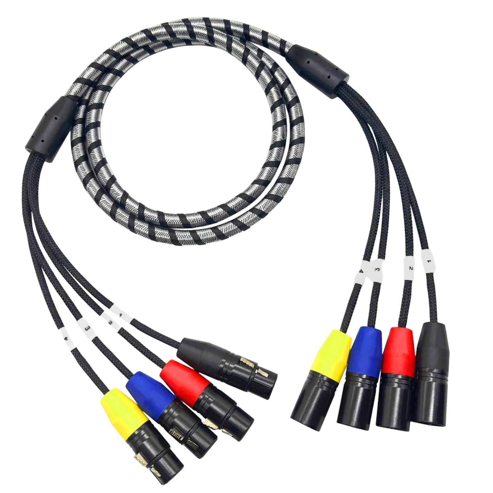 Câble XLR tressé 4 broches pour plusieurs microphones et équipement auditif professionnel