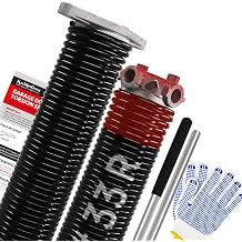 Pair of 1.75" Garage Door Torsion Springs Set with Non-Slip Winding Bars&Gloves, High Precision Electrophoresis Oil-Free Black Coated for Replacement, MIN 16,000 Cycles 0.225 x 1.75"x 33"