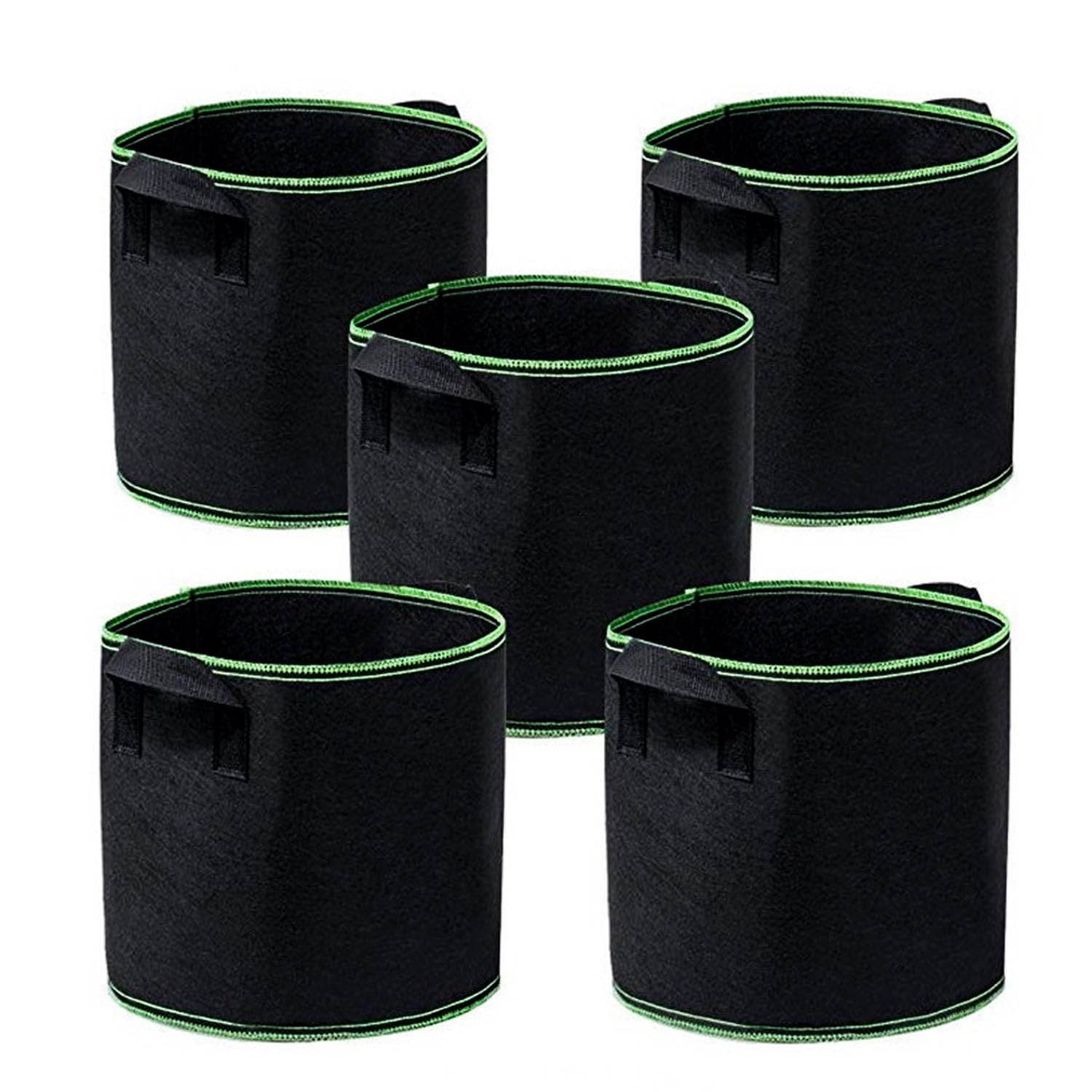 Basuit 5 Packs Grow Bags for Vegetables, 3 Gallon Non-Woven Fabric Growing Pots, Breathable Heavy Duty Plant Pots, Planting Container for Outdoor Vegetables Flowers Herbs Potato Tomato Carrot(Black)