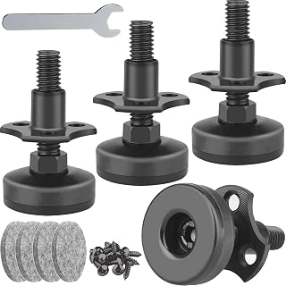 Anwenk Heavy Duty Adjustable Furniture Leveling Feet - 1320lbs Support, 3/8-16 Thread, T-Nut Kit, 4-Pack Black