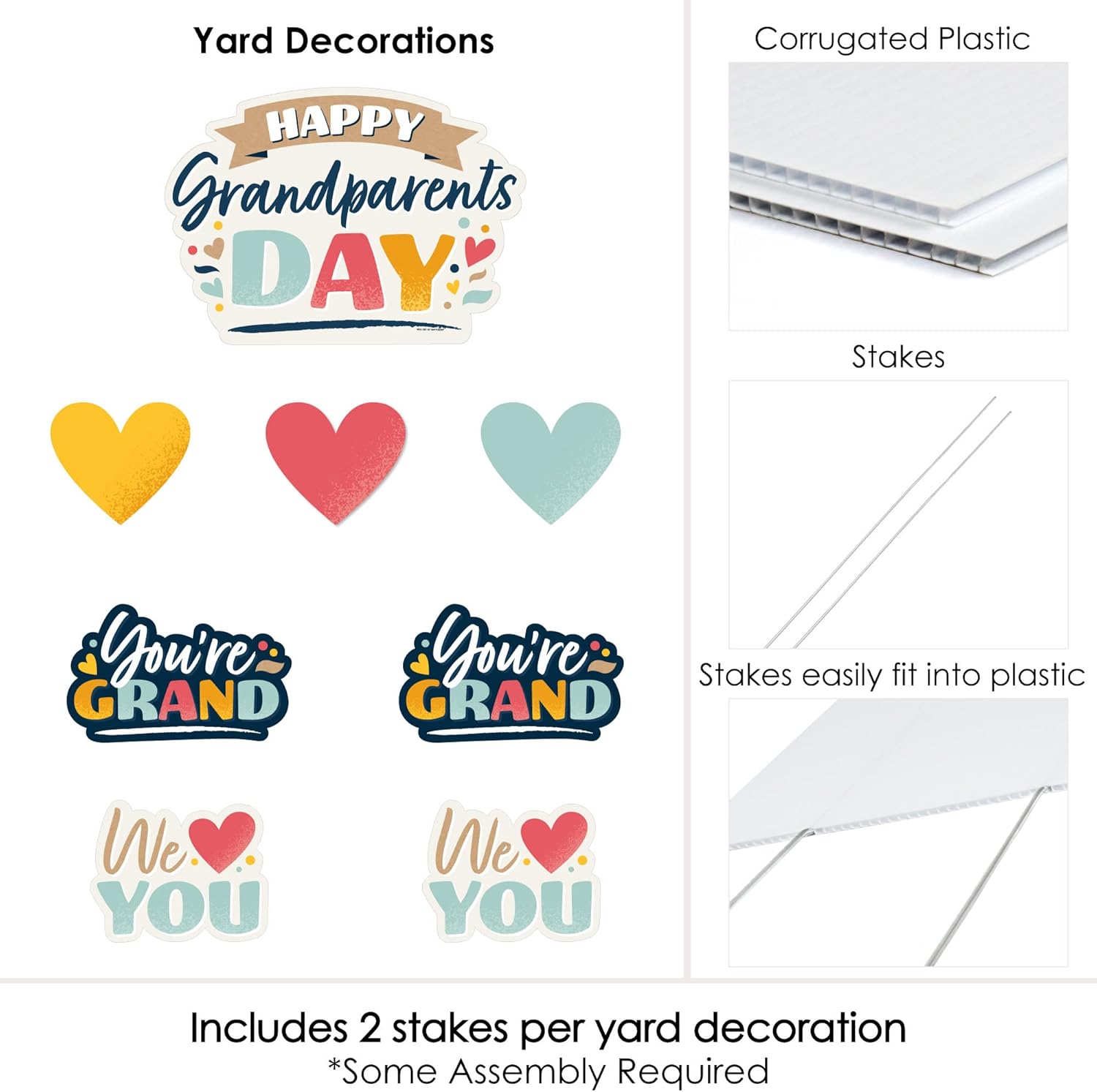 Big Dot of Happiness Happy Grandparents Day - Yard Sign and Outdoor Lawn Decorations - Grandma & Grandpa Party Yard Signs - Set of 8
