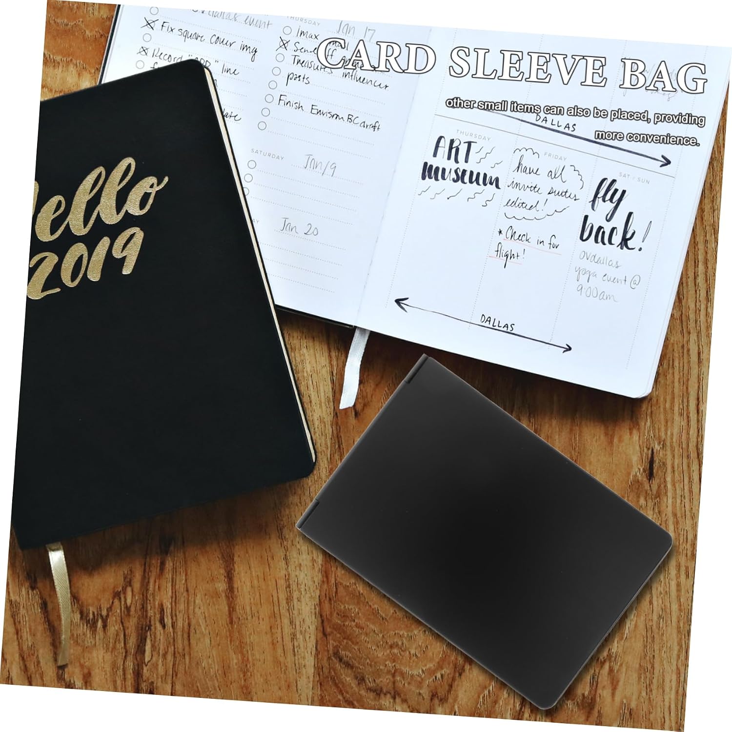 Black PC Driver License Sleeve and Car Card Holder for Documents