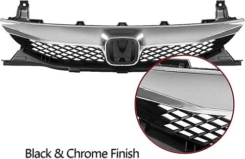 Miniatura 8 de PartsFlow Parachoques delantero parrilla negro con cromo parrilla para 2009 2010 2011 Honda Civic HO1210127