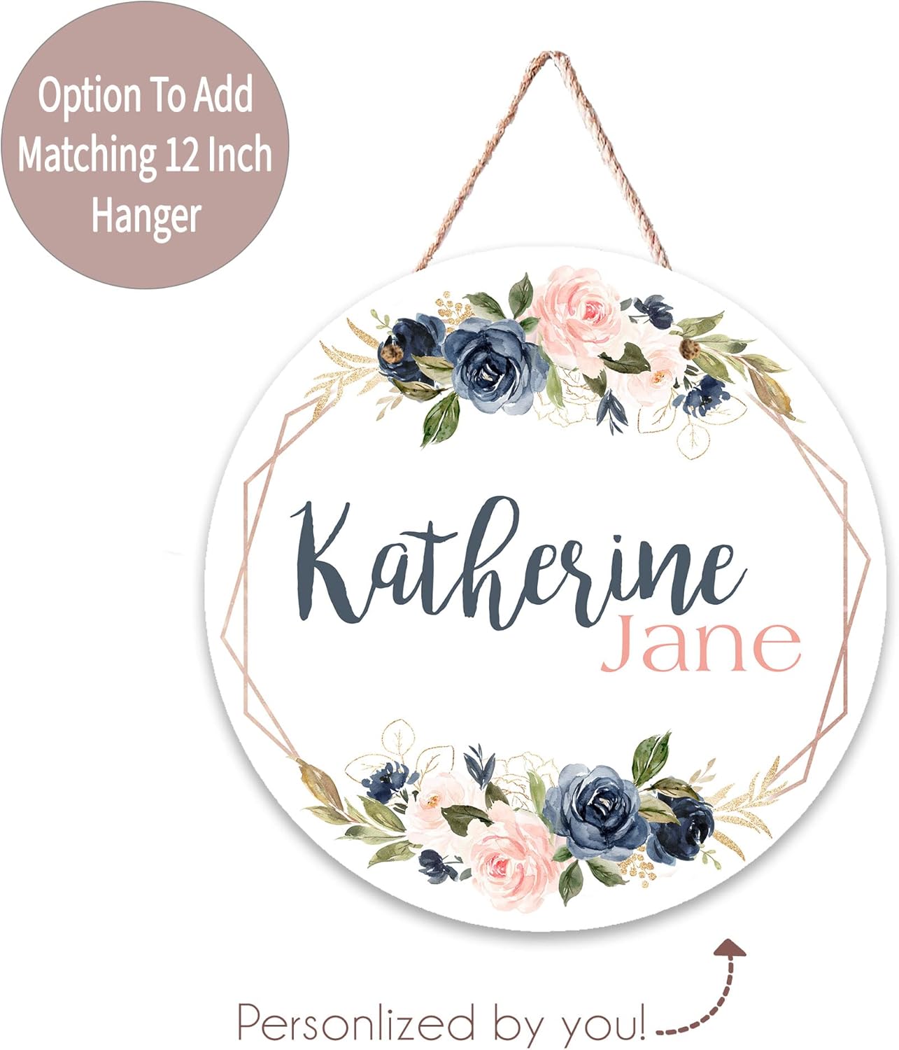 Girls Love A Monogram - Personalzied Custom Navy and Blush Floral Baby Blankets for Girls with Name Shower Gift (Navy & Blush, 30 X 40 Baby)